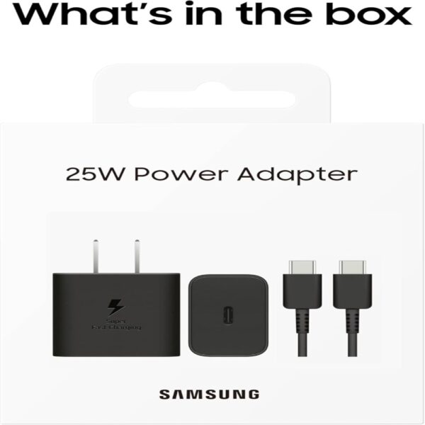 Samsung 25W Wall Charger Power Adapter with Cable Compatible with Galaxy and USB Type C Devices, Black