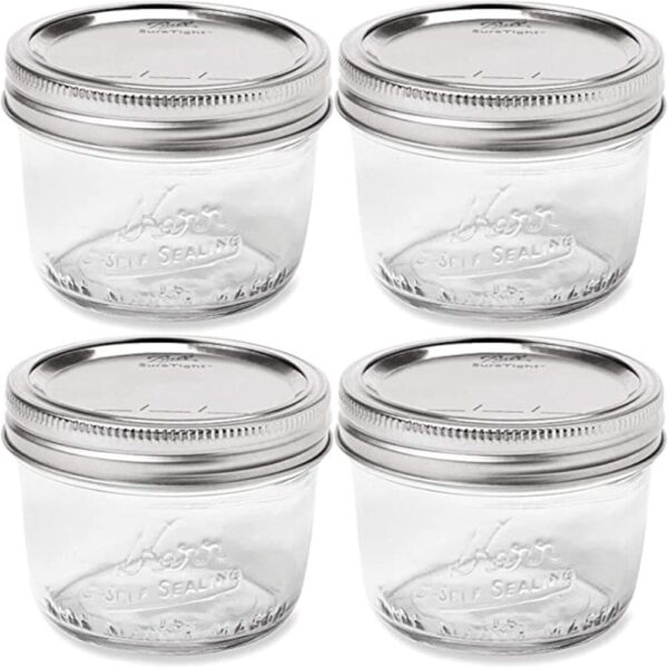 Wide Mouth Mason Jar 8 oz - (4 Pack)