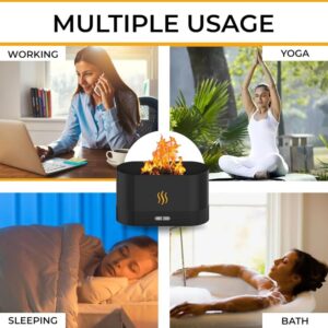 Flame Air Diffuser Noiseless Humidifier Comes with 6 Essential Oils (Black)